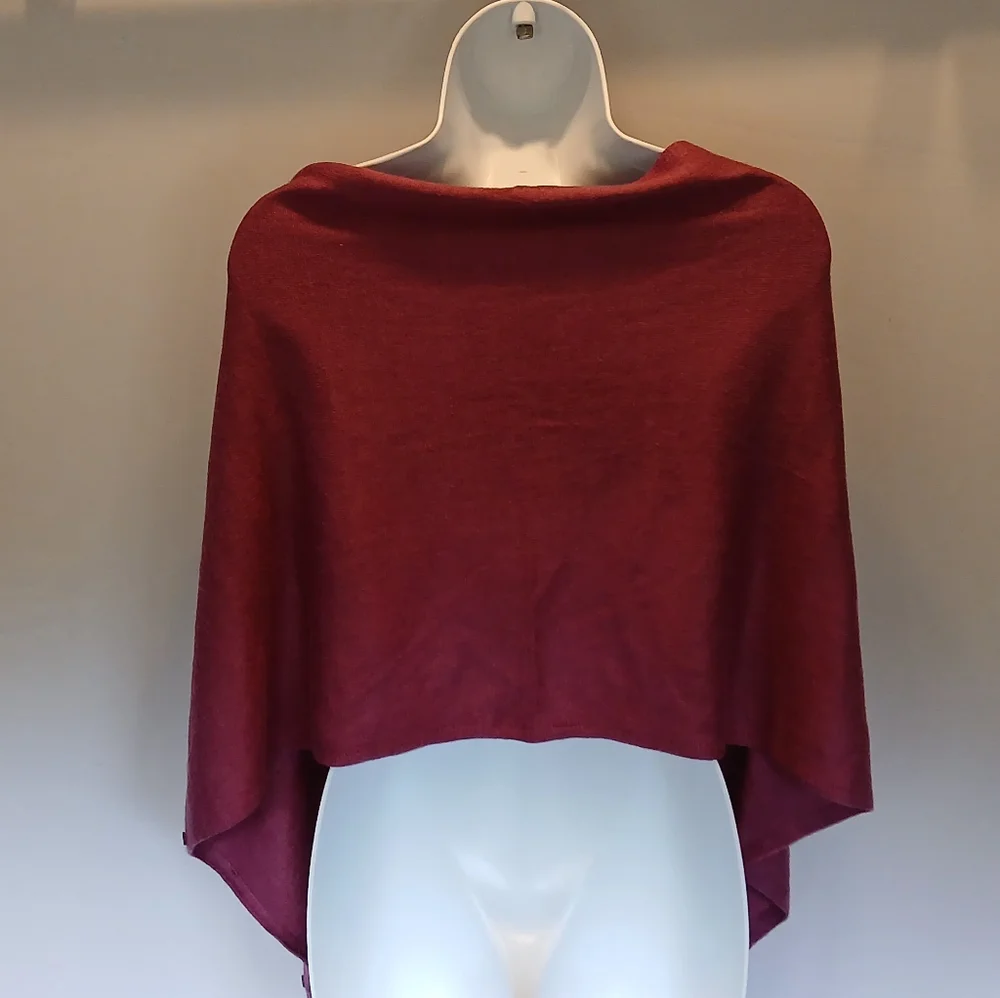 Super Soft Burgundy Scarf Shawl Shrug Wrap Poncho Cardigan Button Up One Size